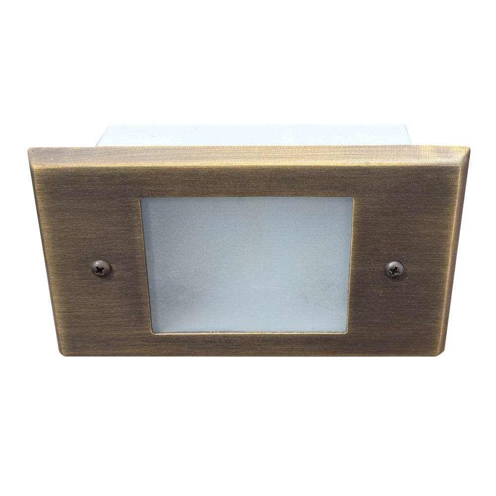 ABBA Lighting USA STB11 Integrated Brass Step Light, 1.5W LED, 3000K Warm White, 180 Lumens, 12V AC/DC, IP65 - Natural Brass Finish