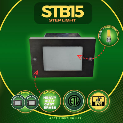 ABBA Lighting STB15-DB Brass Step Light, G4 12V LED Compatible, Heavy-Duty Cast Brass, IP65 - Dark Brass Finish