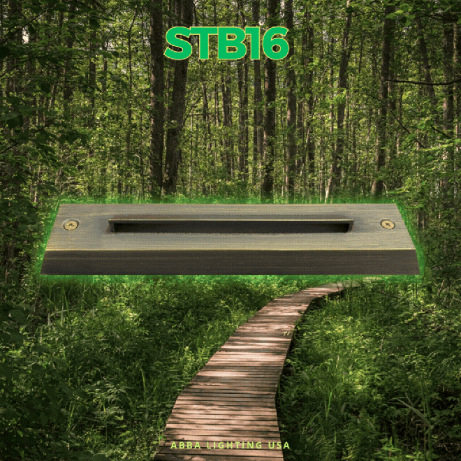 ABBA Lighting STB16-DB Integrated Brass Step Light, 2W LED, 3000K Warm White, 180 Lumens, 12V AC/DC, IP65 - Dark Brass Finish
