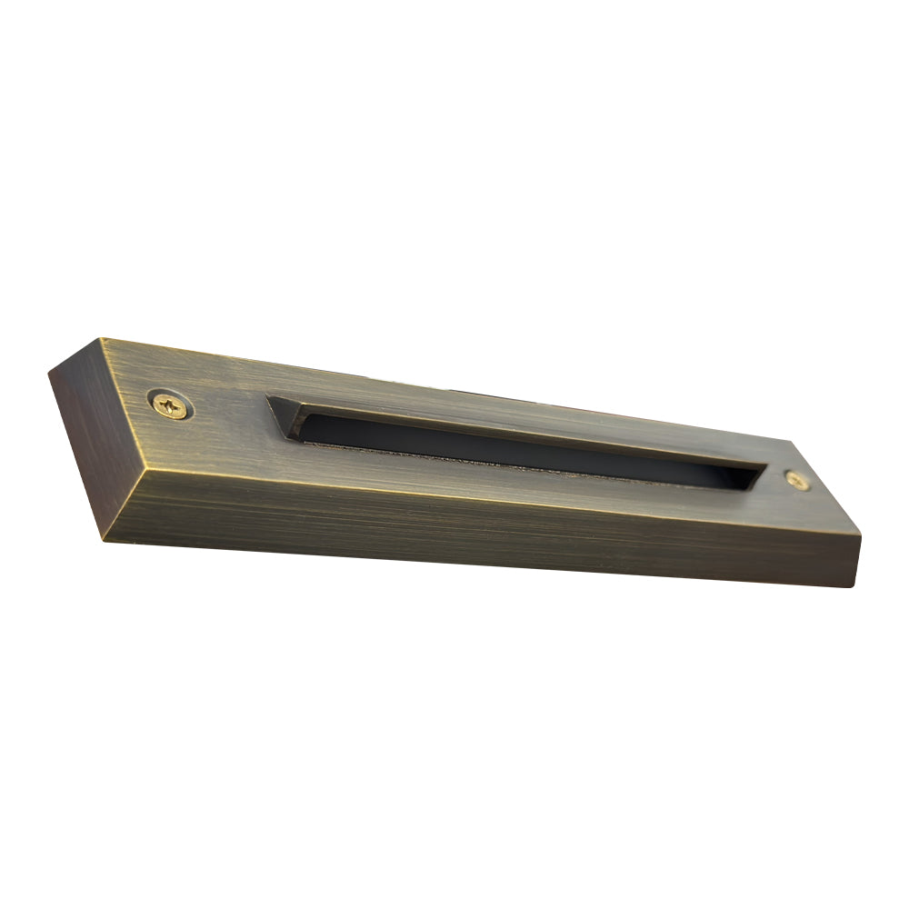 ABBA Lighting STB16-NB Integrated Brass Step Light, 2W LED, 3000K Warm White, 180 Lumens, 12V AC/DC, IP65 - Natural Brass Finish