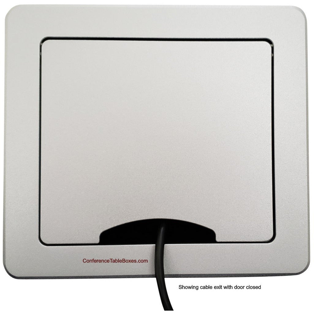 Lew Electric TBUS-1N-S4 Cable Well Table Box, 4 Power, 2 Charging USB, 4 Cable Holes - Silver