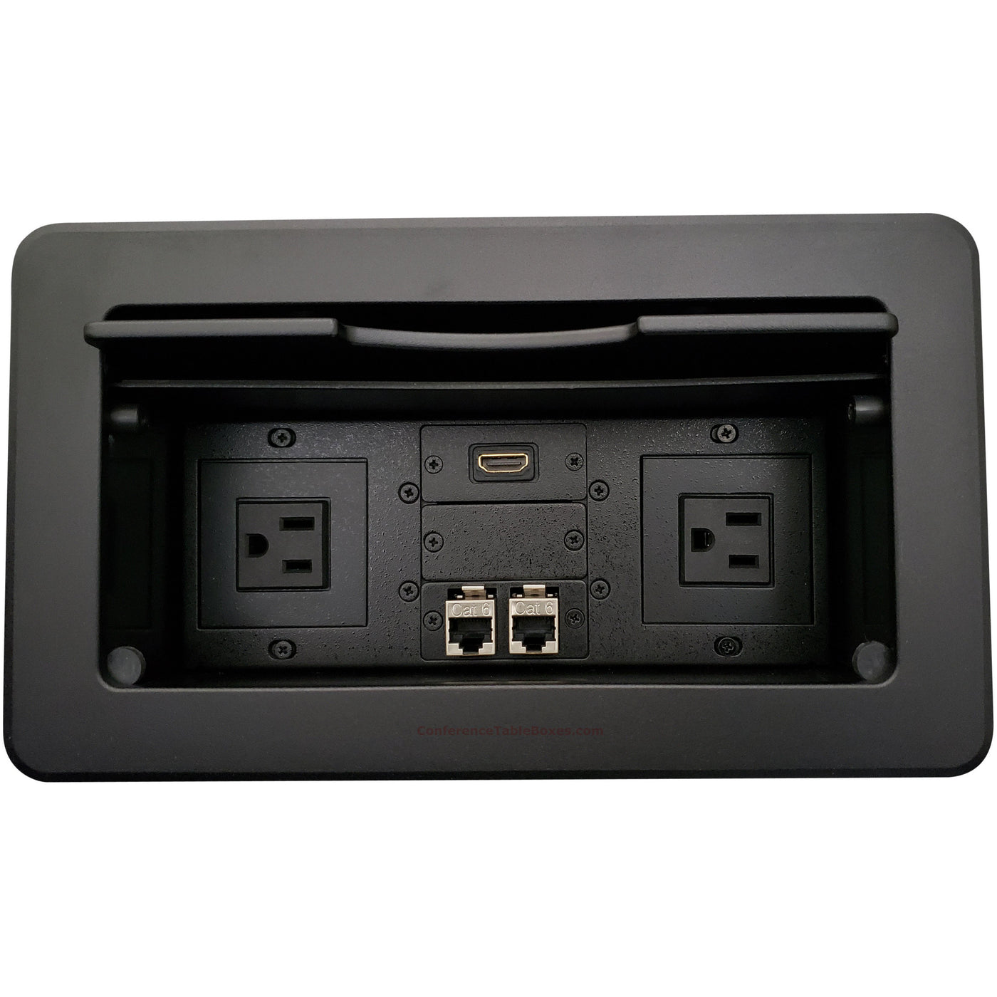 Lew Electric TBUS-6-B1 Conference Table Connectivity Box 2 Power, 1 HDMI, 2 Data Ports, Black