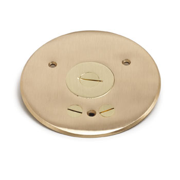 Lew Electric TCP-1-PC Seamless Flanged 3 Screw Plug Cover for 32 Series Floor Box - Brass