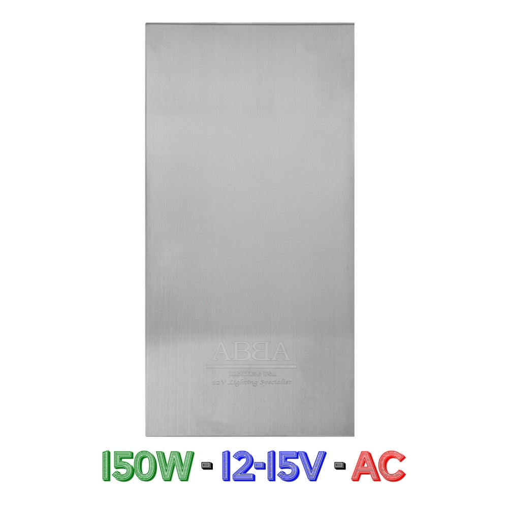 ABBA Lighting TSRPT150 150W Stainless Steel Manual Landscape Lighting Transformer, 12V/13V/14V/15V Multi-Tap, Photocell & Timer, IP65
