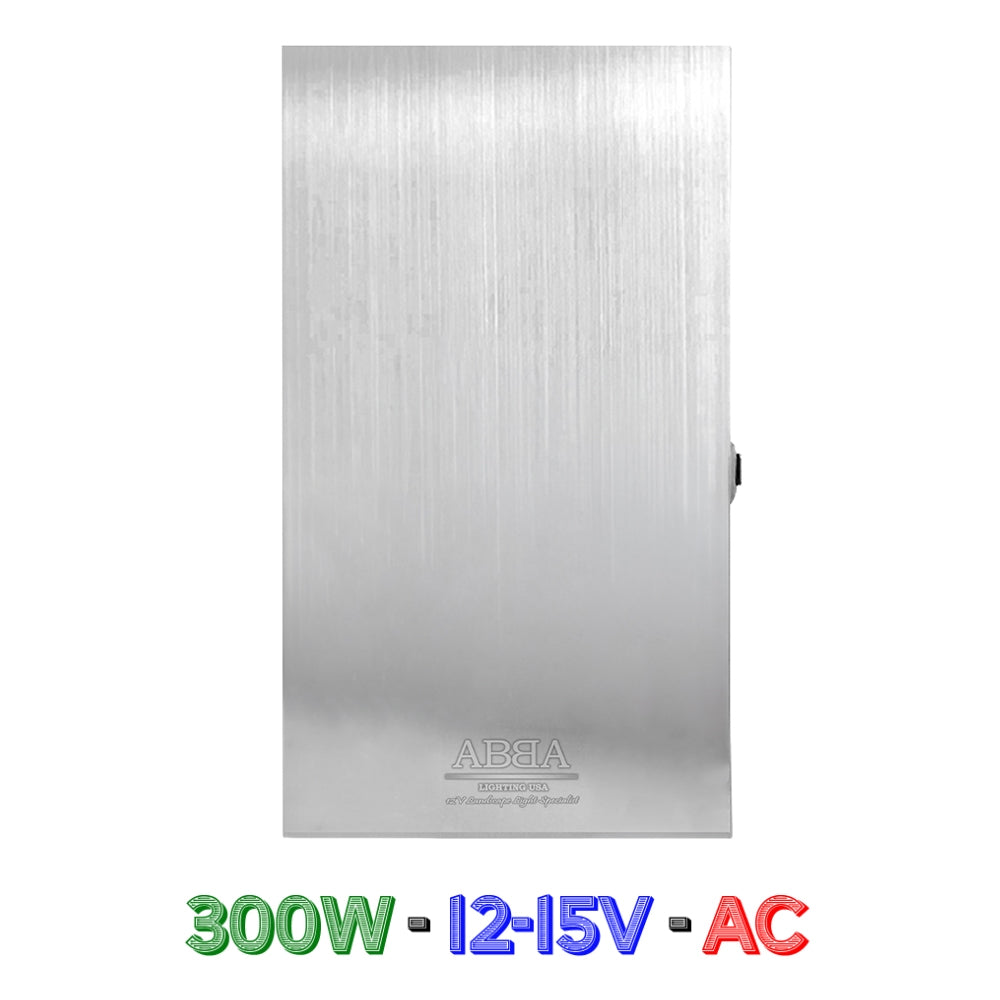 ABBA Lighting TSRPT300 300W Stainless Steel Manual Landscape Lighting Transformer, 12V/13V/14V/15V Multi-Tap, Photocell & Timer, IP65