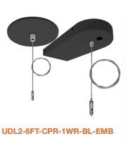 Envision UDL2-6FT-CPR-1WR-BL-EMB Suspension Kit: 6' Canopy Top 1 Wire (2pcs) - Emergency Backup - Black