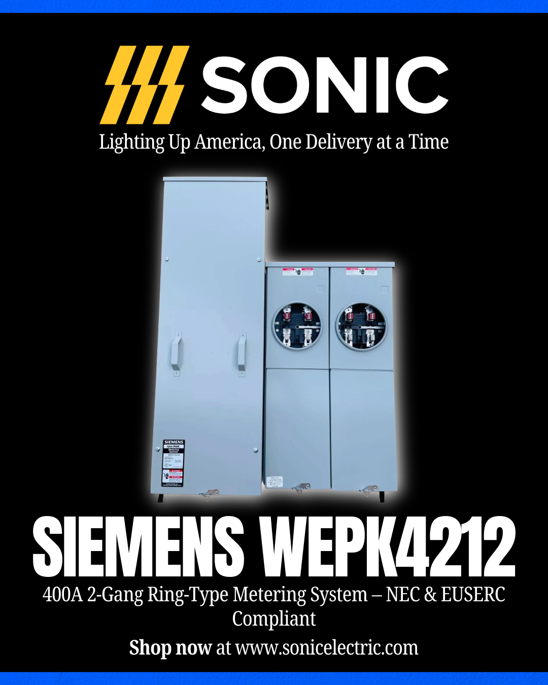 Siemens WEPK4212 400A 2-Gang Ring-Type Metering System – NEC & EUSERC Compliant