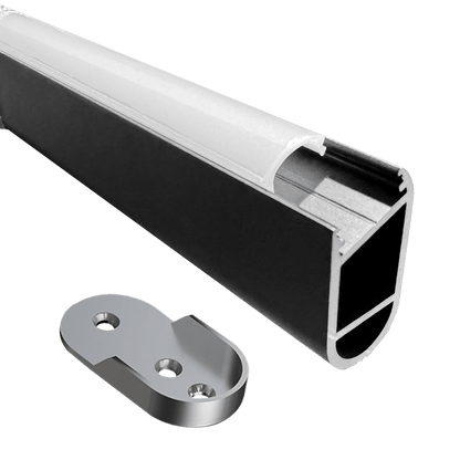 ABBA AP16F Black Aluminum Profile Wardrobe Rail - 80 Feet - Sonic Electric