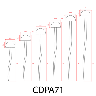 ABBA CDPA71 6 - Piece Integrated Mushroom Aluminum LED Path Light Set - 3000K, Warm White - Sonic Electric