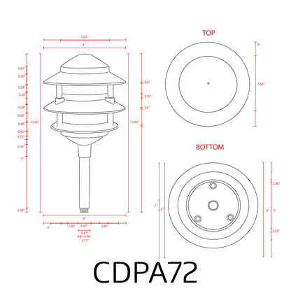 ABBA CDPA72 3 - Tier Pagoda Aluminum LED Path Light - Sonic Electric