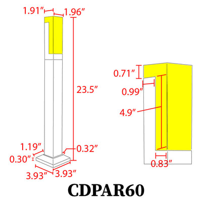 ABBA CDPAR60 12V 10W RGBCW Elegant Bollard Aluminum Path Light - Sonic Electric