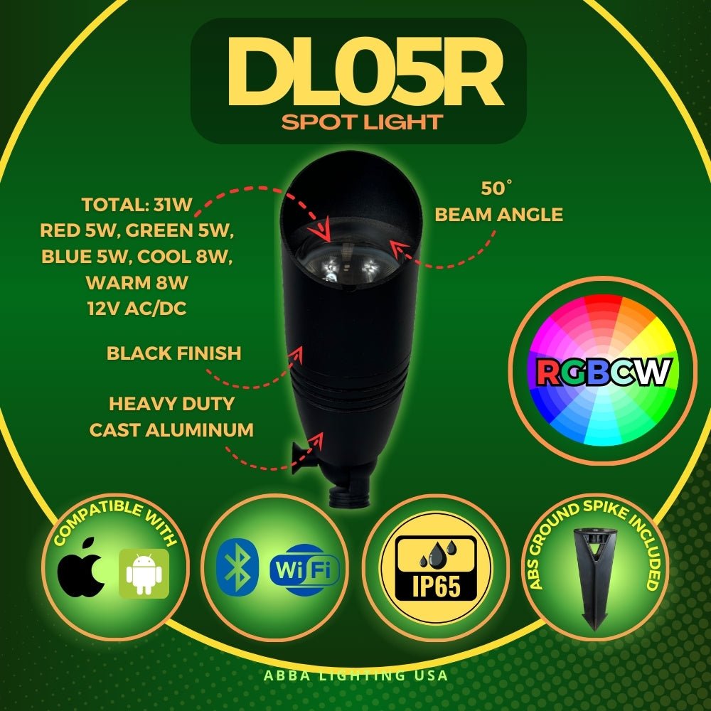 ABBA DL05R - RGBW 12V 8W RGBCW Smart LED Spot Light - 600 Lumens - Sonic Electric
