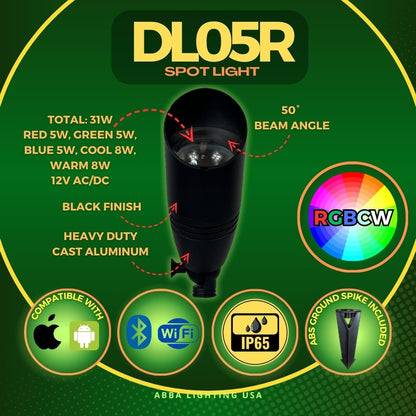 ABBA DL05R - RGBW 12V 8W RGBCW Smart LED Spot Light - 600 Lumens - Sonic Electric