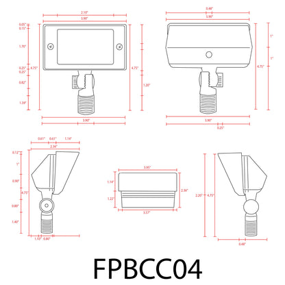 ABBA FPBCC04 Adjustable Integrated Flood Light – Natural Brass, 3‑CCT (3000K/4000K/5000K) - Sonic Electric
