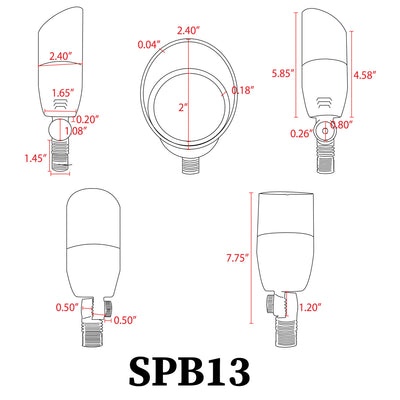 ABBA SPB13 Architectural Brass Adjustable Wattage LED Spot Light - Sonic Electric