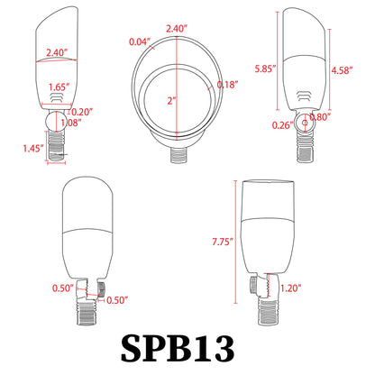 ABBA SPB13 Architectural Brass Adjustable Wattage LED Spot Light - Sonic Electric