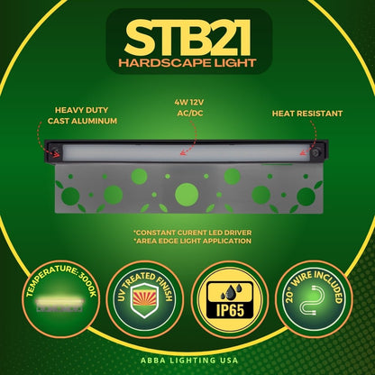 ABBA STB21 12V 4W Integrated Aluminum Hardscape Edge Light - 270 Lumens, 3000K, Warm White - Sonic Electric