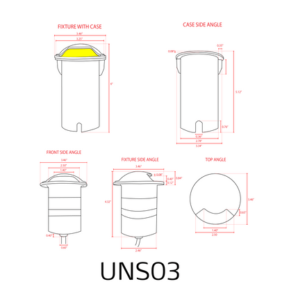 ABBA UNS03 12V One Directional Stainless Steel In - Ground Well Light - Sonic Electric