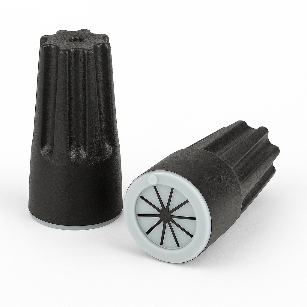 Black Silicone Waterproof Wire Nuts for AWG 12 to 24 Wires - Pack of 100 - Sonic Electric