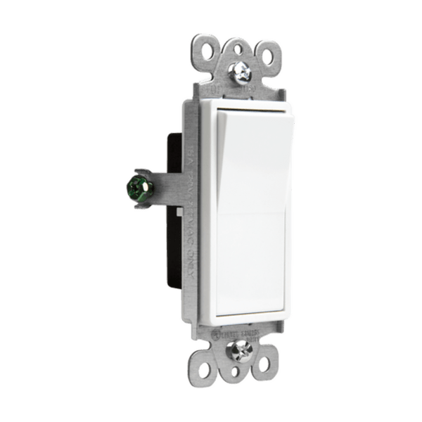 Decora Four Way Switch, 15 Amp, 120/277 VAC, Quiet Rocker, UL Listed, White - Sonic Electric