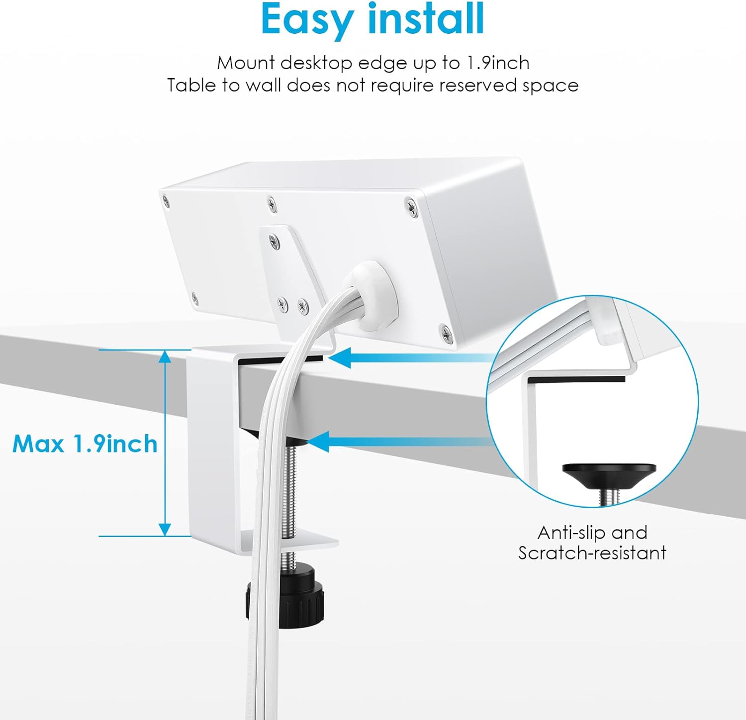 Desk Clamp Power Strip with USB - C PD & USB - A QC 3.0, Surge Protector, 6FT, 1200J, 125V - Sonic Electric