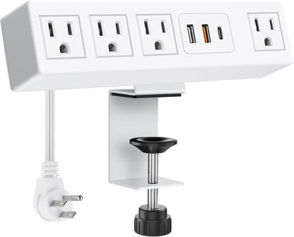 Desk Clamp Power Strip with USB - C PD & USB - A QC 3.0, Surge Protector, 6FT, 1200J, 125V - Sonic Electric