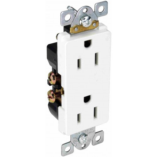 Orbit DR15-SW 15A Decorative Duplex Receptacles Self-Grounding - White