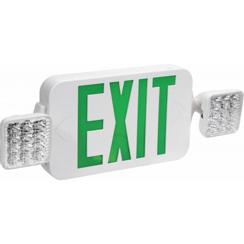Orbit EECLMS-W-G-RC Micro Two Square HD LED Emergency & Exit Combination, White Housing, Green Letters, Remote Capable 