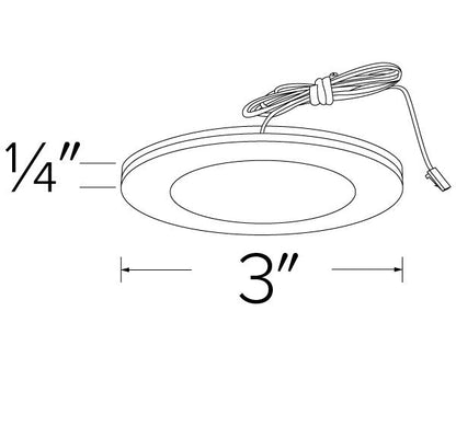 ELCO Lighting E261W Undercabinet Pucks, Sedum Mini Super Slim Round LED Puck Light 2.2W 3000K 170lm 12V - White Finish - Sonic Electric