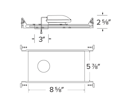 Elco Lighting E2KCL08IC 2" Canless Koto IC New Construction Frame, 950lm, 11.9W - Sonic Electric