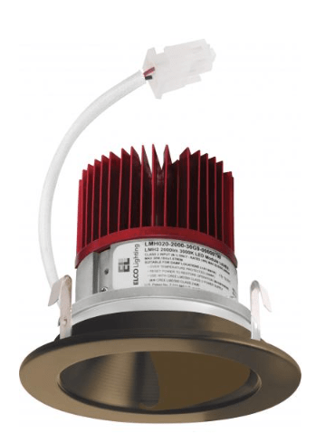 Elco Lighting E411C1630BZ2 4" LED Light Engine with Wall Wash Reflector Trim, 18W, 3000K, 1600lm, Beam Angle 60°, Gen 2 - Bronze Finish - Sonic Electric