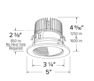 Elco Lighting E411C1630BZ2 4" LED Light Engine with Wall Wash Reflector Trim, 18W, 3000K, 1600lm, Beam Angle 60°, Gen 2 - Bronze Finish - Sonic Electric