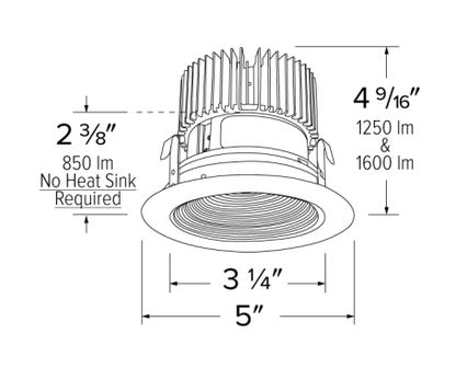 Elco Lighting E414C1630BB2 4" LED Light Engine with Baffle Trim, 18W, 3000K, 1600lm, Beam Angle 60°, Gen 2 - Black Finish - Sonic Electric