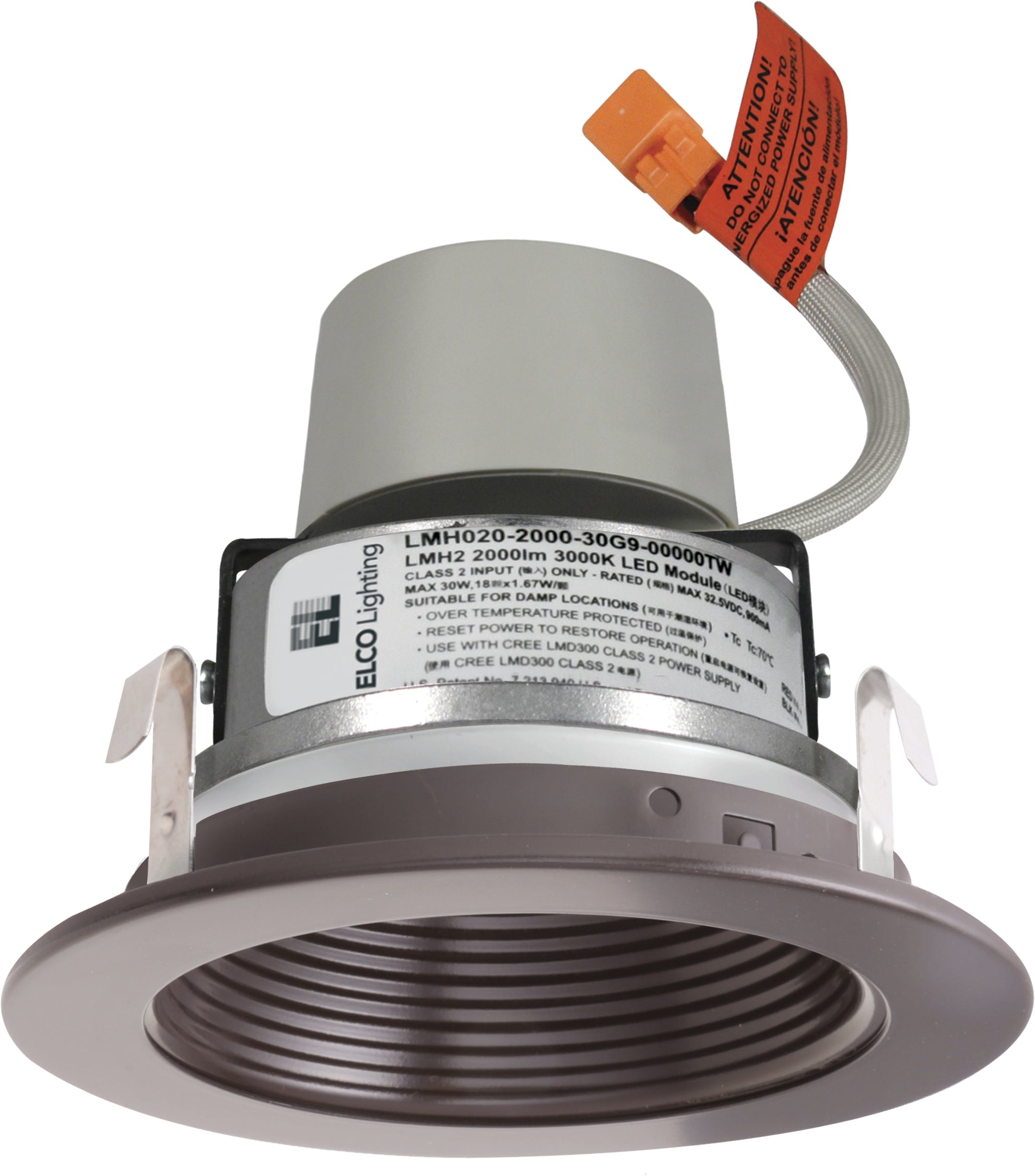 Elco Lighting E414R0830BZ 4" LED Module & Driver with Baffle Trim, 11.4W, 850lm, 3000K, 60° Beam Angle - Bronze Finish - Sonic Electric