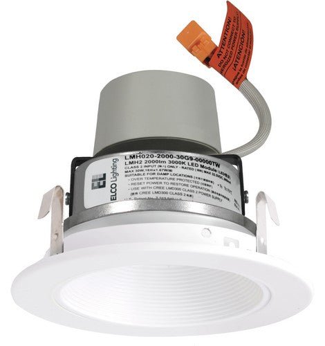 ELCO Lighting E414R0830W Cedar System Contemporary 4 inch LED Module & Driver with Baffle Trim 3000K - White Finish - Sonic Electric