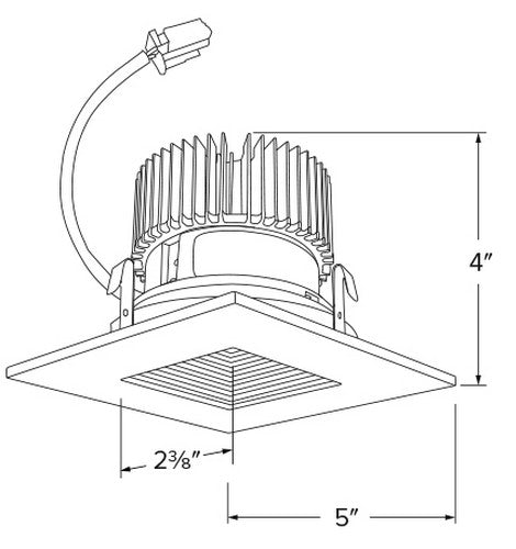 ELCO Lighting E415C1240W2 Cedar System 4 inch LED Light Engine with Square on Square Baffle Trim, 1250LM, 4000K, Generation 2 - White Finish - Sonic Electric