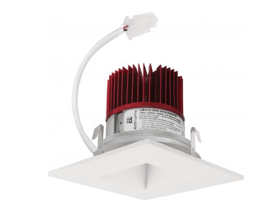 Elco Lighting E415C1640B2 4" LED Light Engine With Wall Wash Trim, 1600lm, 4000K CCT, 2 Gen, Beam Angle 60° - Black Finish - Sonic Electric