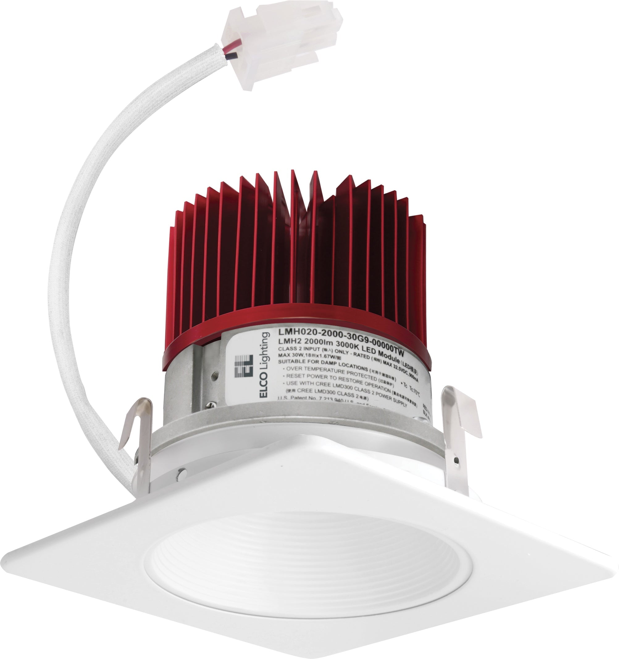 Elco Lighting E424C0835W2 4" LED Light Engine with Square Baffle Trim 3500K, 8.76W, 850LM - White Finish - Sonic Electric