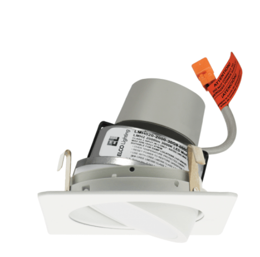 Elco Lighting E428R0830BB 4" Square LED Module & Driver with Adjustable Trim, CCT 3000K, 850lm, Beam Angle 60 Degree - Black Finish - Sonic Electric