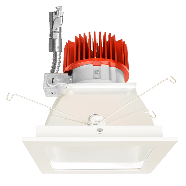 Elco Lighting E440L0830H2 4" Square Reflector LED Light Engine Trims, 3000K, 850lm, 60° Beam Angle - Haze W/ White Trim Finish - Sonic Electric