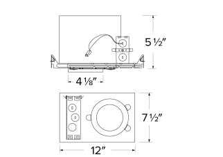 Elco Lighting E4LC16D2 - EM2 4" Cedar System Non - IC New Construction Housing w/Driver, 1600lm, 120 - 277V, Dimming Triac/ELV/0 - 10V, Gen 2, 2 Emergency Battery up to 1100lm - Sonic Electric