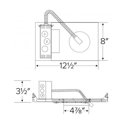 Elco Lighting E4LFU08D2 - EM1 4" New Construction Plaster Frame with Driver, 12.5W, 850lm, 120 - 277V, Gen 2, Dimming 0 - 10VTriac/ELV (1% Dimming), 8W Emer. Backup - Sonic Electric