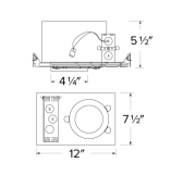 Elco Lighting E4TL12ICA2 4" Trimless Cedar System New Construction IC Airtight Housing w/Driver, 120V, Dimming Triac/ELV - Sonic Electric