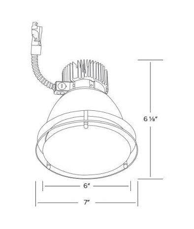 Elco Lighting E612L2035H2 6" LED Light Engine with Drop Glass Trim 21.6W, 3500K, 2000lm, Beam Angle 60° - Haze Finish - Sonic Electric