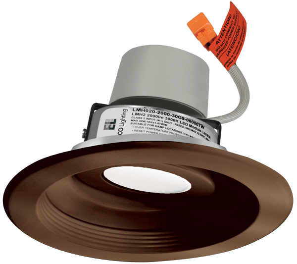 Elco Lighting E616R1230BZ 6" Round Adjustable Baffle Trim with LED Module & Driver, 15.7W, 1250lm, 3000K - Bronze Finish - Sonic Electric