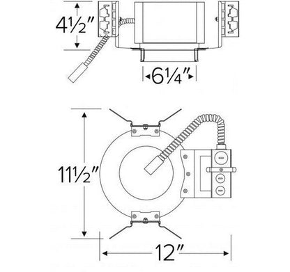 ELCO Lighting E6LHU08D 6 Inch New Construction Architectural Frame with Driver 850lm 120/277V Triac/ELV/0 - 10V - Sonic Electric