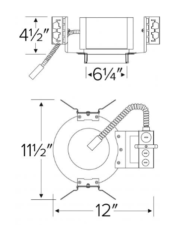 Elco Lighting E6LHU40D2 - EM1 6" New Construction Architectural Frame with Driver, 4000lm, 120 - 277V, Gen 2, Dimming Triac/ELV/0 - 10V, 8W Emer. Backup - Sonic Electric
