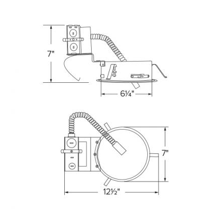 Elco Lighting E8LFU20D2 - EM2 8" New Construction Plaster Frame with Driver, 2000lm, 120 - 277V, Gen 2, Dimming Triac/ELV/0 - 10V, 12W Emer. Backup - Sonic Electric
