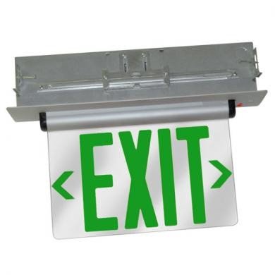 ELCO Lighting EDGREC2G Recessed LED Edge Lit Exit Sign Green Letters, Double Face - Green Finish