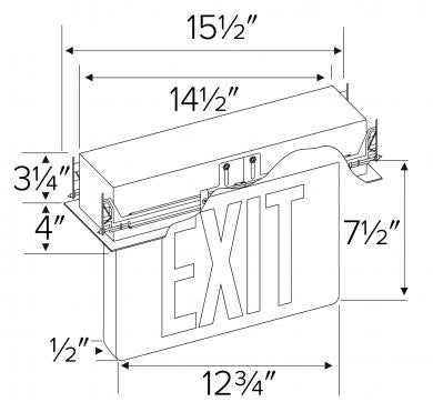 ELCO Lighting EDGREC2R Recessed LED Edge Lit Exit Sign Red Letters, Double Face - Red Finish - Sonic Electric